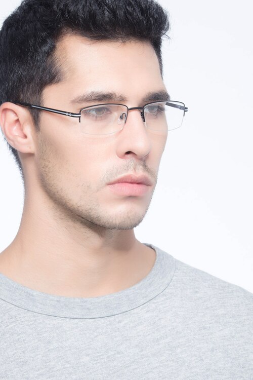 Brian Noir MétalMontures de lunettes de vue pour Hommes d'EyeBuyDirect