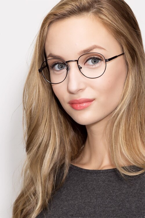 Belleville Matte Black MetalEyeglass Frames for Women from EyeBuyDirect