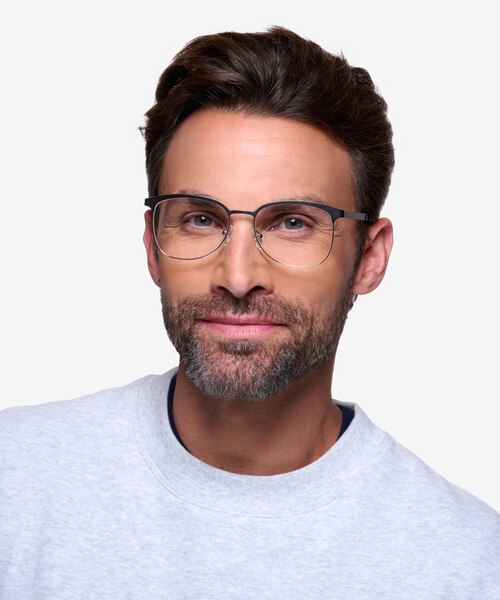 Dancer Gunmetal & Silver MetalEyeglass Frames for Men from EyeBuyDirect
