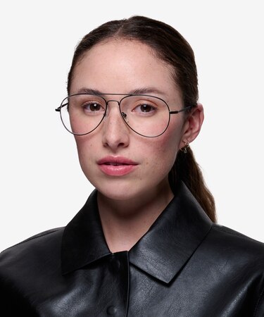 Black Nantes -  Lightweight Metal Eyeglasses
