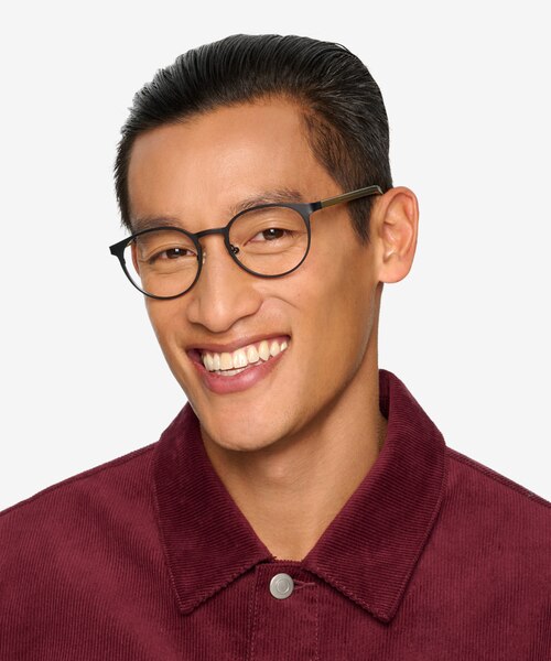 Outline Black Steel & Acetate Acetate-metalEyeglass Frames for Men from EyeBuyDirect