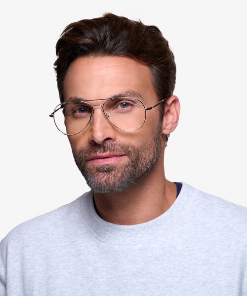 Nantes Argenté MétalMontures de lunettes de vue pour Hommes d'EyeBuyDirect