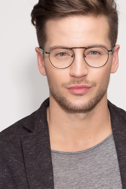 Tarantino Matte Black MetalEyeglass Frames for Men from EyeBuyDirect