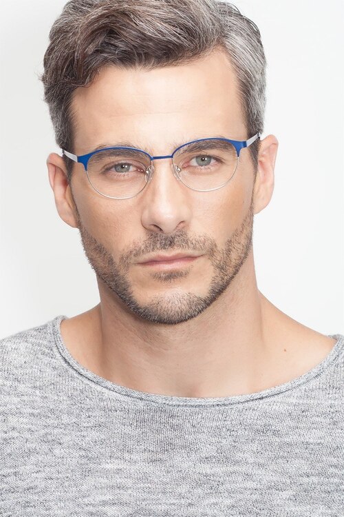 Mamba Navy Silver MétalMontures de lunettes de vue pour Hommes d'EyeBuyDirect