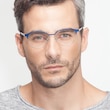 Mamba Navy Silver MetalEyeglass Frames for Men from EyeBuyDirect
