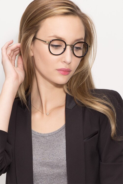 Bourgeois Black MetalEyeglass Frames for Women from EyeBuyDirect