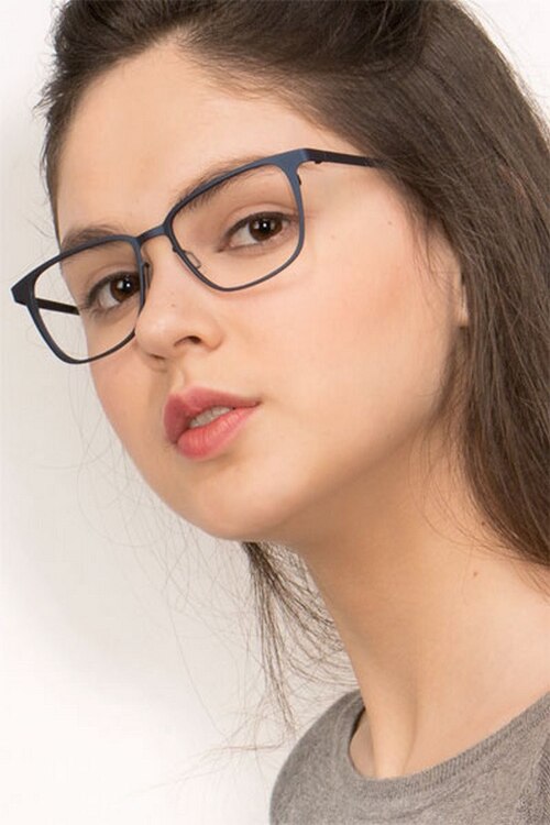 Slight Matte Navy MetalEyeglass Frames for Women from EyeBuyDirect