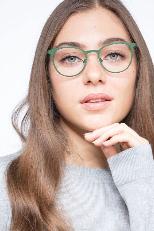 Reunion Matte Green MetalEyeglass Frames for Women from EyeBuyDirect