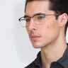 Arcadian Navy Silver MetalEyeglass Frames for Men from EyeBuyDirect