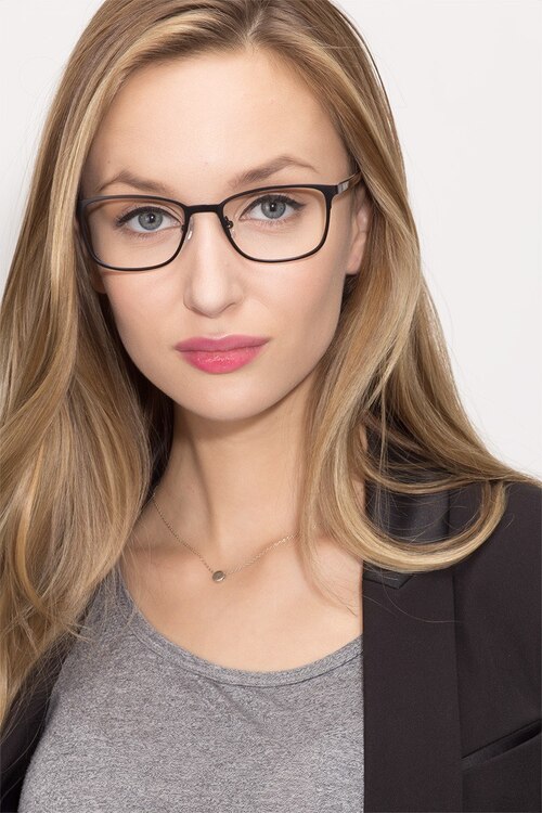 Lines Black MetalEyeglass Frames for Women from EyeBuyDirect