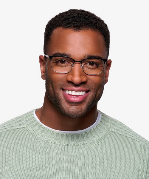 Manchester Black Silver MétalMontures de lunettes de vue pour Hommes d'EyeBuyDirect