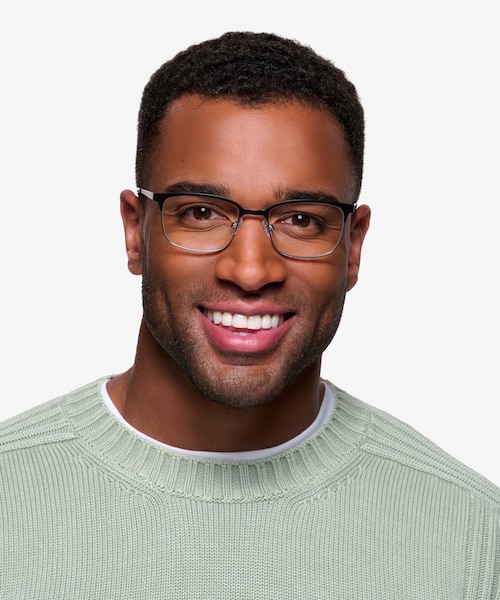 Manchester Black Silver MetalEyeglass Frames for Men from EyeBuyDirect