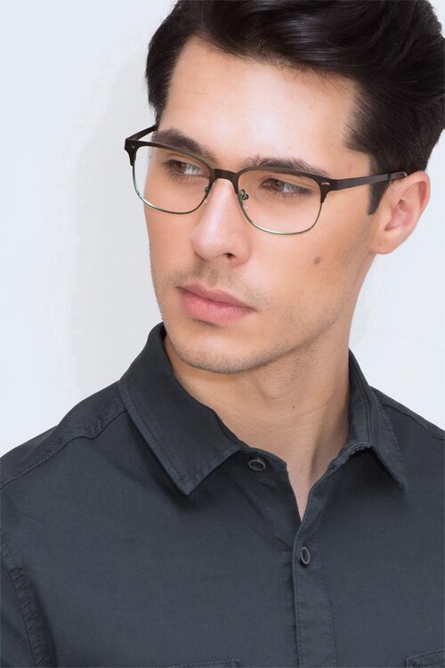 Baker Street Brown Green MétalMontures de lunettes de vue pour Hommes d'EyeBuyDirect