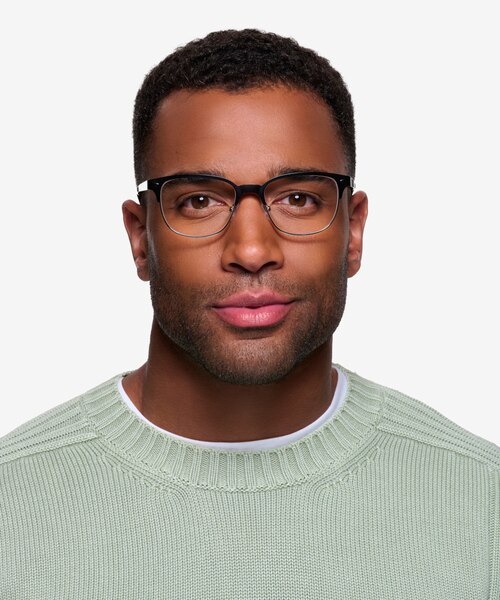 Baker Street Black Silver MetalEyeglass Frames for Men from EyeBuyDirect
