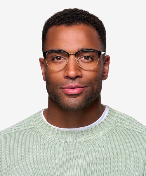 The Moon Black Golden MétalMontures de lunettes de vue pour Hommes d'EyeBuyDirect