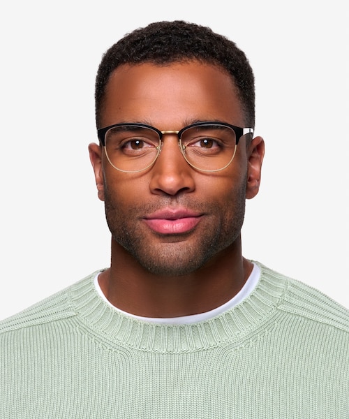 The Moon Black Golden MetalEyeglass Frames for Men from EyeBuyDirect