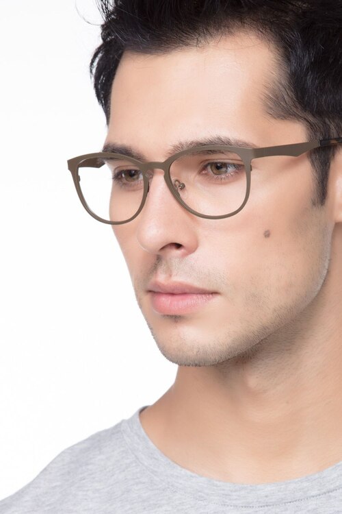 Neta Matte Brown MetalEyeglass Frames for Men from EyeBuyDirect