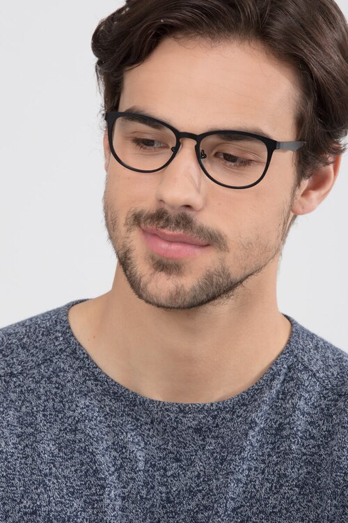 Neta Matte Black MetalEyeglass Frames for Men from EyeBuyDirect