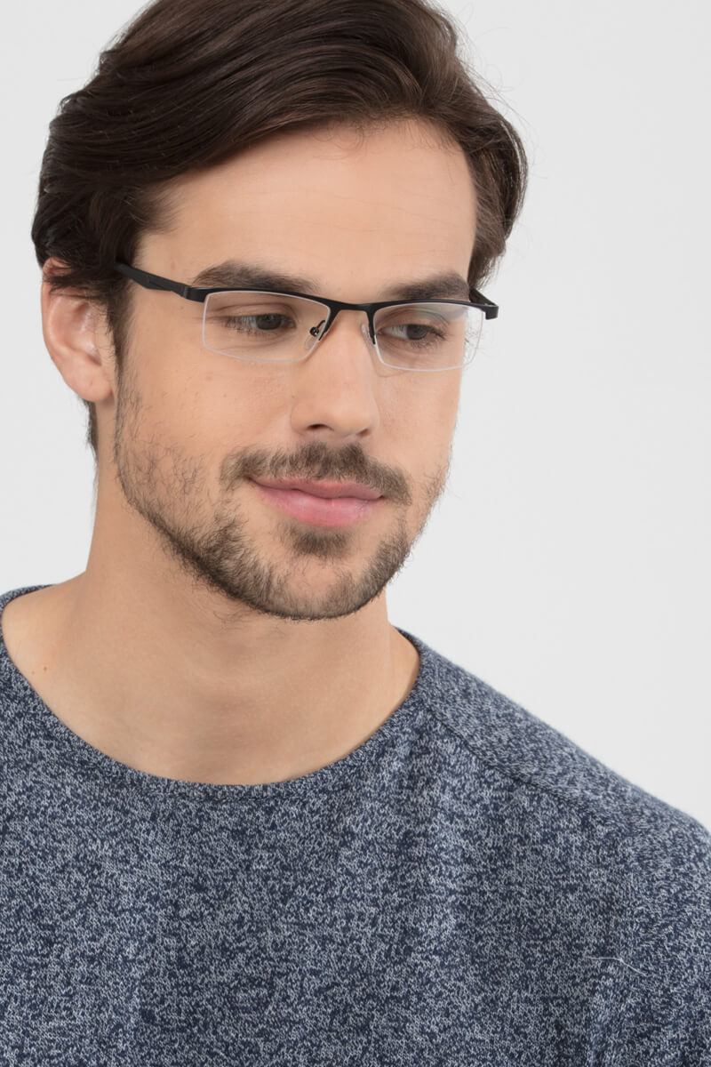 Singapore Rectangle Black Semi Rimless Eyeglasses Eyebuydirect Canada
