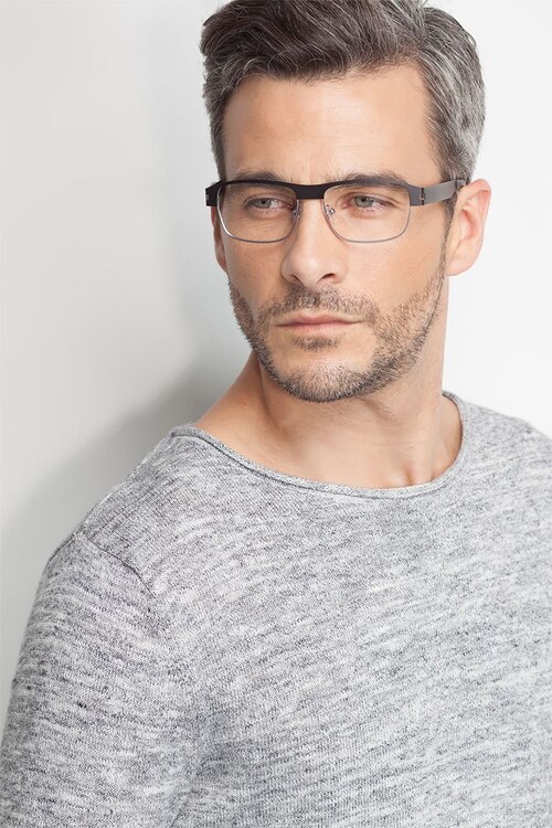 Wallace Matte Black MetalEyeglass Frames for Men from EyeBuyDirect
