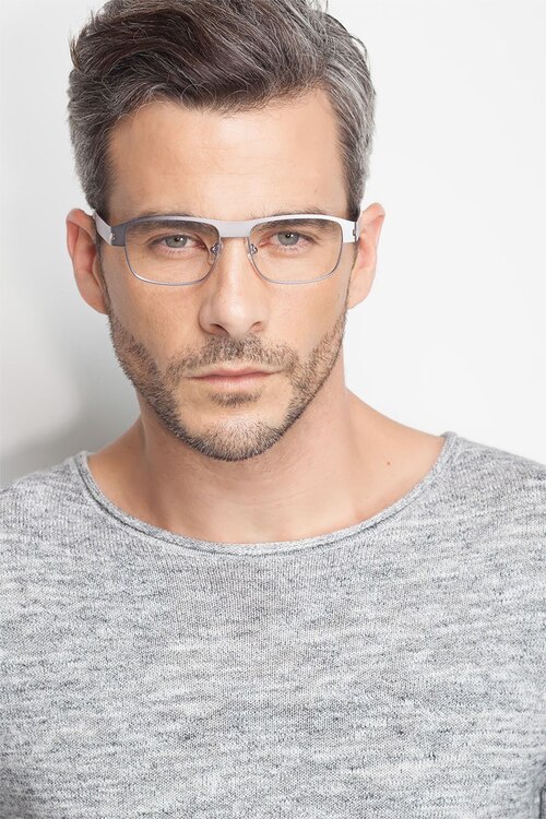 Wallace Matte Gray MetalEyeglass Frames for Men from EyeBuyDirect