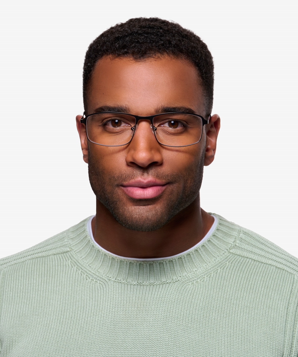Capacious Rectangle Matte Gunmetal Glasses for Men | Eyebuydirect
