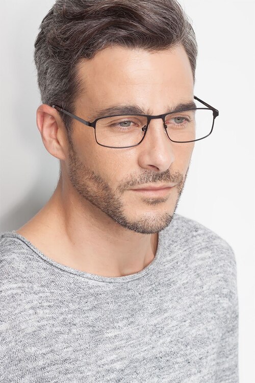 Capacious Noir MétalMontures de lunettes de vue pour Hommes d'EyeBuyDirect