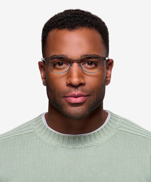 Sabrina Brown Blue MetalEyeglass Frames for Men from EyeBuyDirect