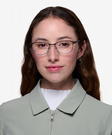 Brown Blue Sabrina -  Metal Eyeglasses