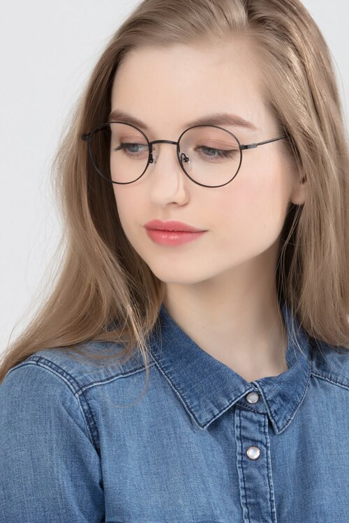 Motif Black MetalEyeglass Frames for Women from EyeBuyDirect