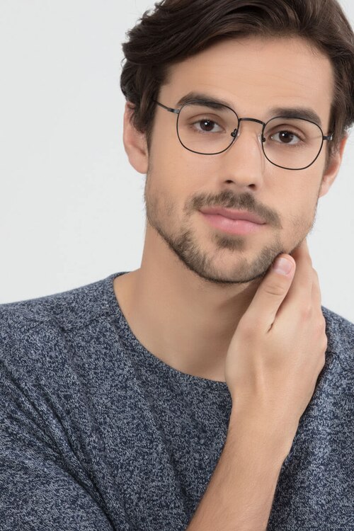 Suspense Noir MétalMontures de lunettes de vue pour Hommes d'EyeBuyDirect
