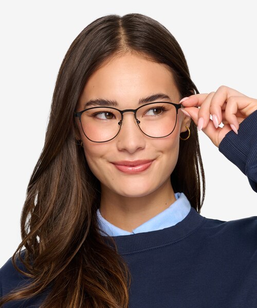 Ember Matte Black MetalEyeglass Frames for Women from EyeBuyDirect