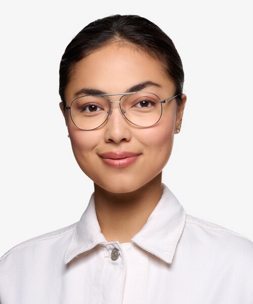 Discover Matte Silver MétalMontures de lunettes de vue pour Femmes d'EyeBuyDirect