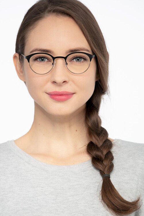 Fixate Black Golden MetalEyeglass Frames for Women from EyeBuyDirect
