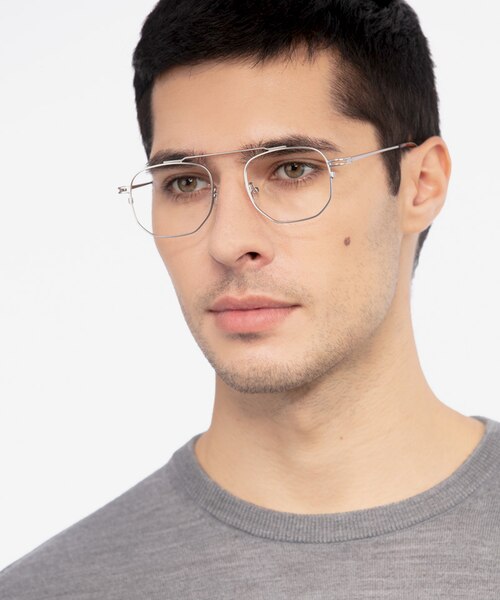 Cordon Matte Silver MetalEyeglass Frames for Men from EyeBuyDirect
