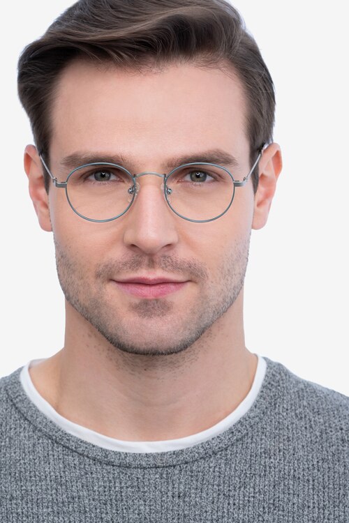 Cupertino Frost Blue MetalEyeglass Frames for Men from EyeBuyDirect