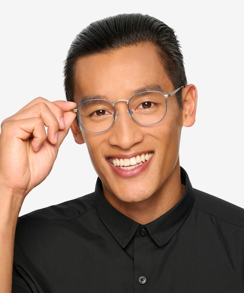 St Michel Frost Blue MetalEyeglass Frames for Men from EyeBuyDirect