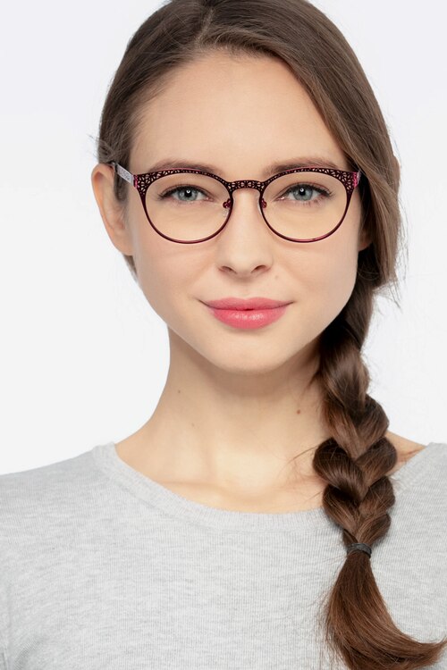 Lattice Red Purple MetalEyeglass Frames for Women from EyeBuyDirect