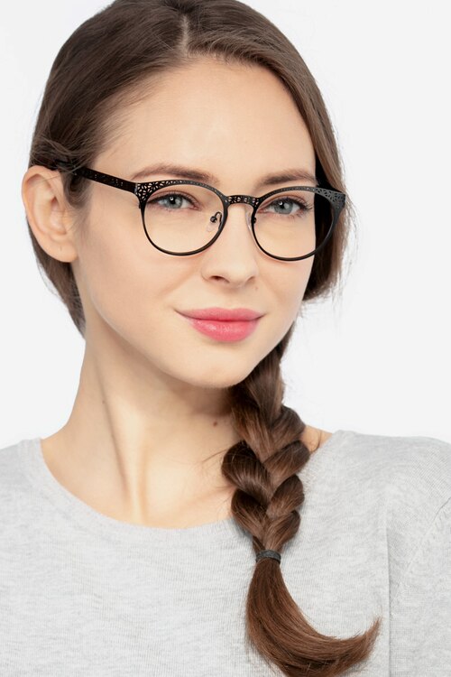 Lattice Black MetalEyeglass Frames for Women from EyeBuyDirect