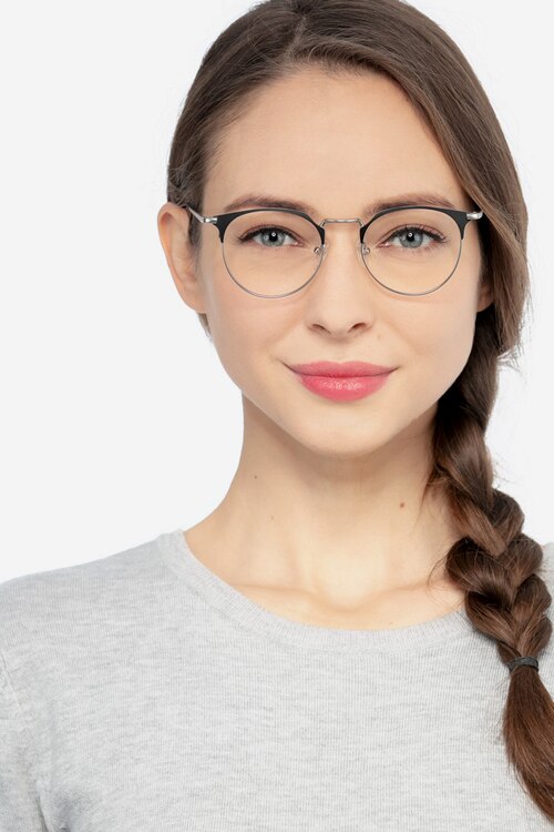 Veronica Black Silver MetalEyeglass Frames for Women from EyeBuyDirect