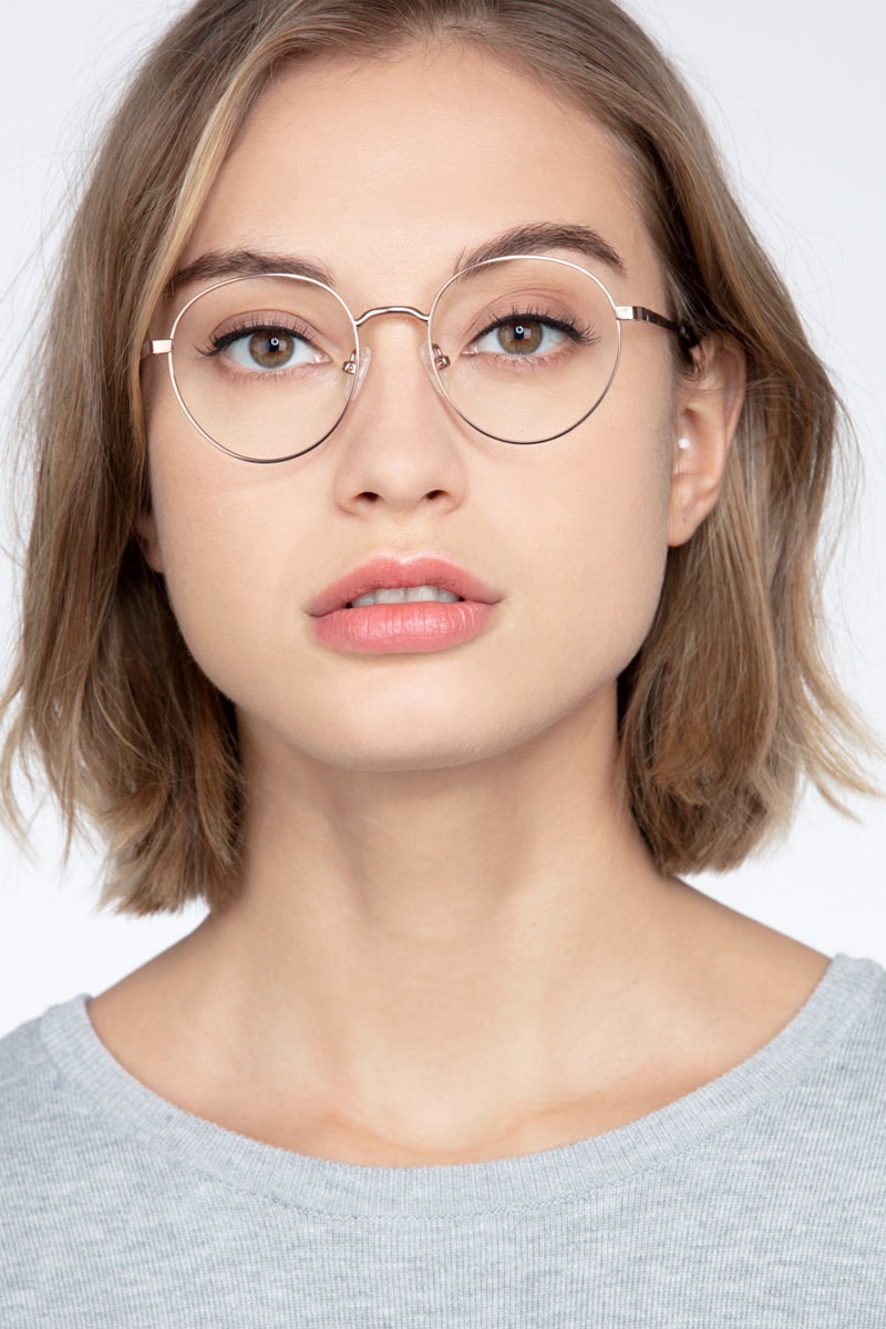 Gold circle glasses prescription sale