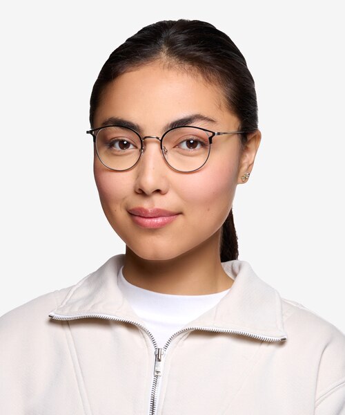 Jive Black & Silver MetalEyeglass Frames for Women from EyeBuyDirect