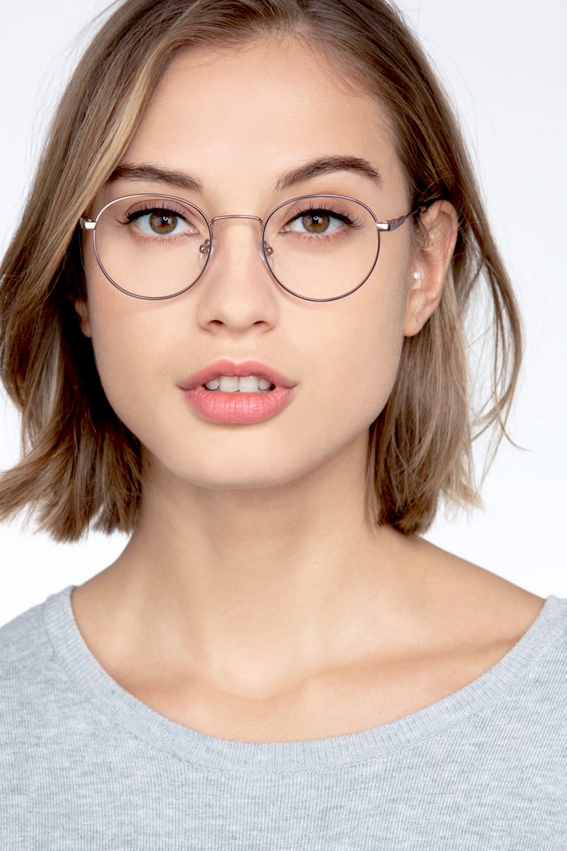 Round rose hot sale gold glasses