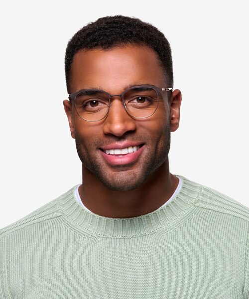 Perceive Brown Golden MetalEyeglass Frames for Men from EyeBuyDirect