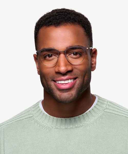 Perceive Brown Golden MetalEyeglass Frames for Men from EyeBuyDirect