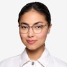 Perceive Brown Golden MetalEyeglass Frames for Women from EyeBuyDirect