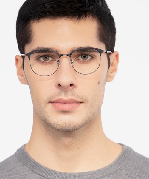 Perceive Black Gunmetal MetalEyeglass Frames for Men from EyeBuyDirect