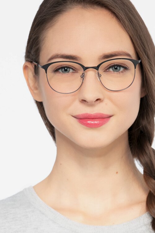 Perceive Black Gunmetal MetalEyeglass Frames for Women from EyeBuyDirect