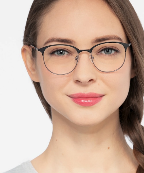 Perceive Black Gunmetal MetalEyeglass Frames for Women from EyeBuyDirect