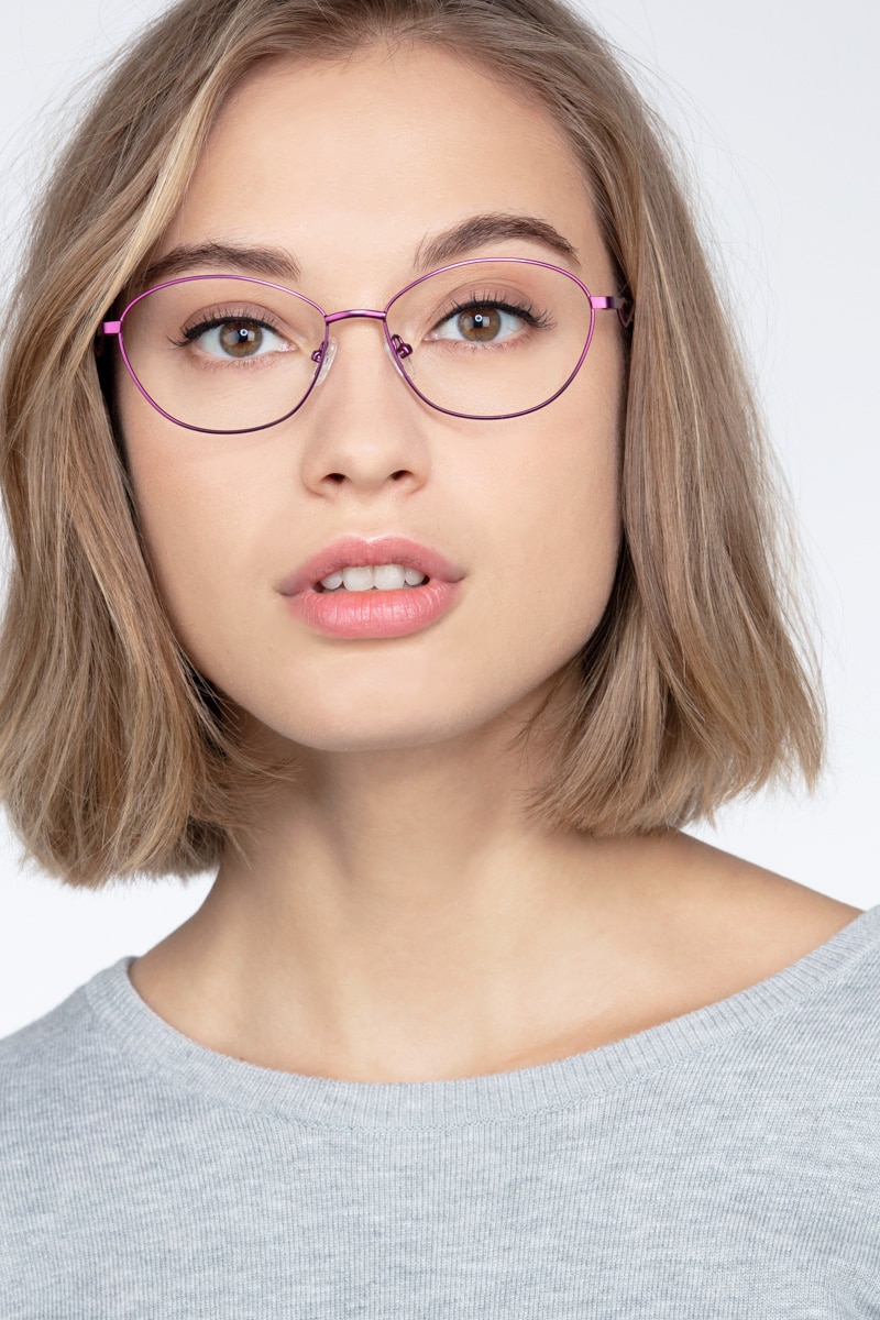 purple wire frame glasses